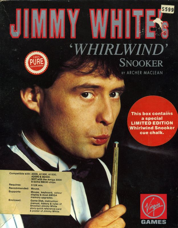 Jimmy White's 'Whirlwind' Snooker box art for Amiga